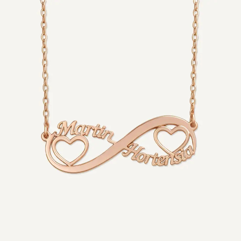 Collier Infini Prénoms Cœurs Or Rose