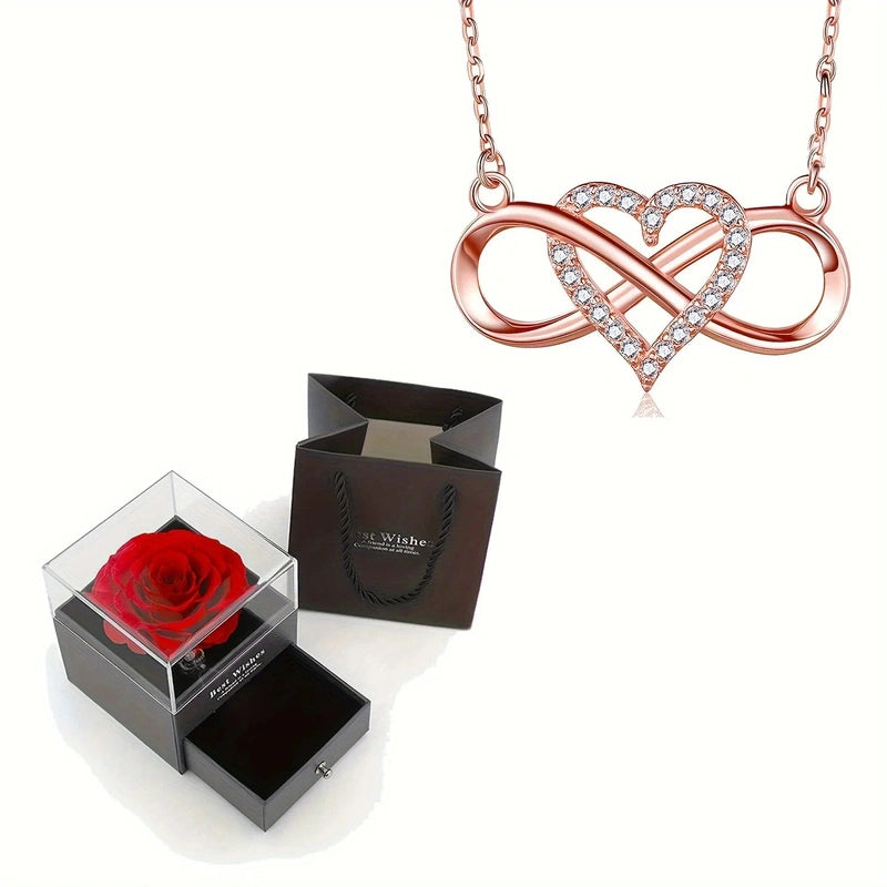 Collier Infini Saint Valentin - Rose Éternelle