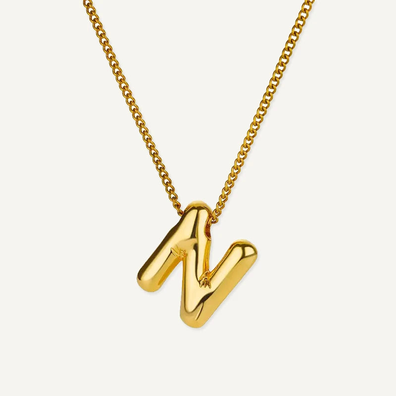 Collier Initiale Effet Ballon Lettre N