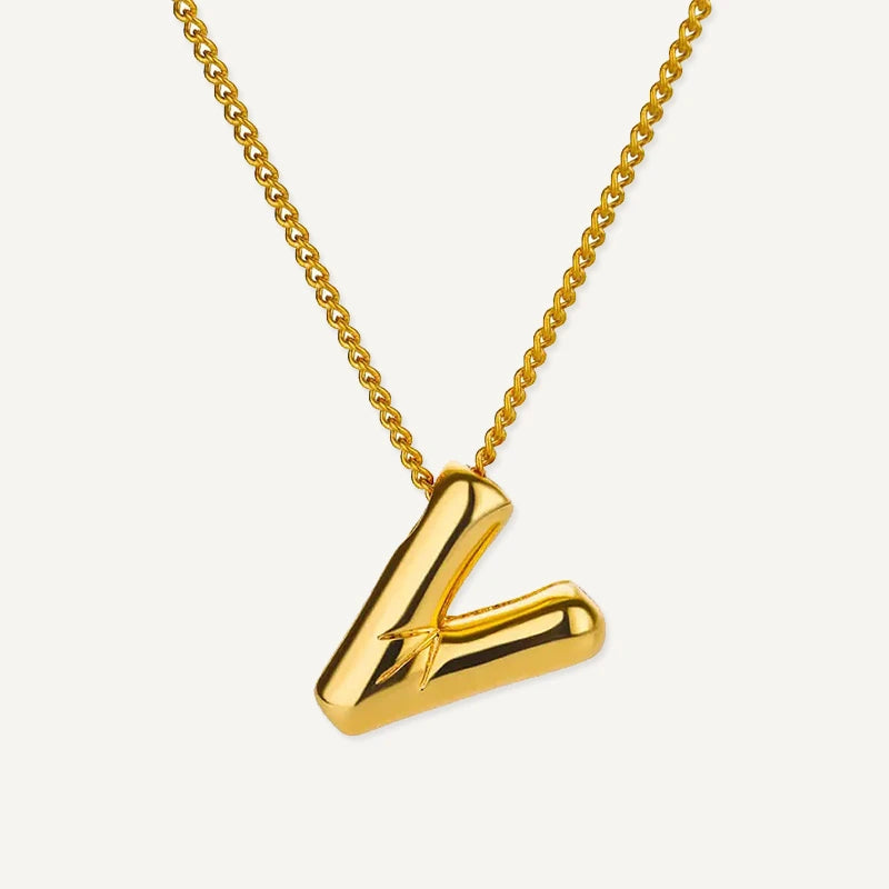 Collier Initiale Effet Ballon Lettre V