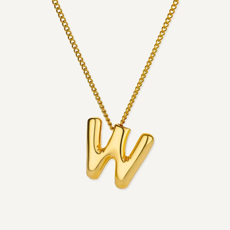 Collier Initiale Effet Ballon Lettre W