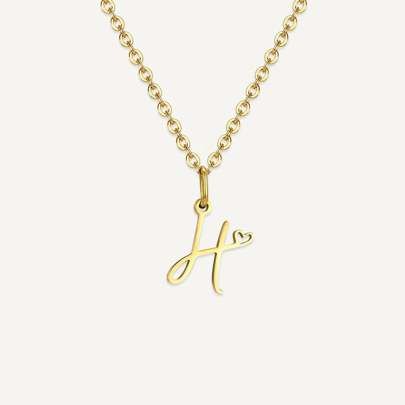 Collier Initiale Manuscrite avec Cœur H
