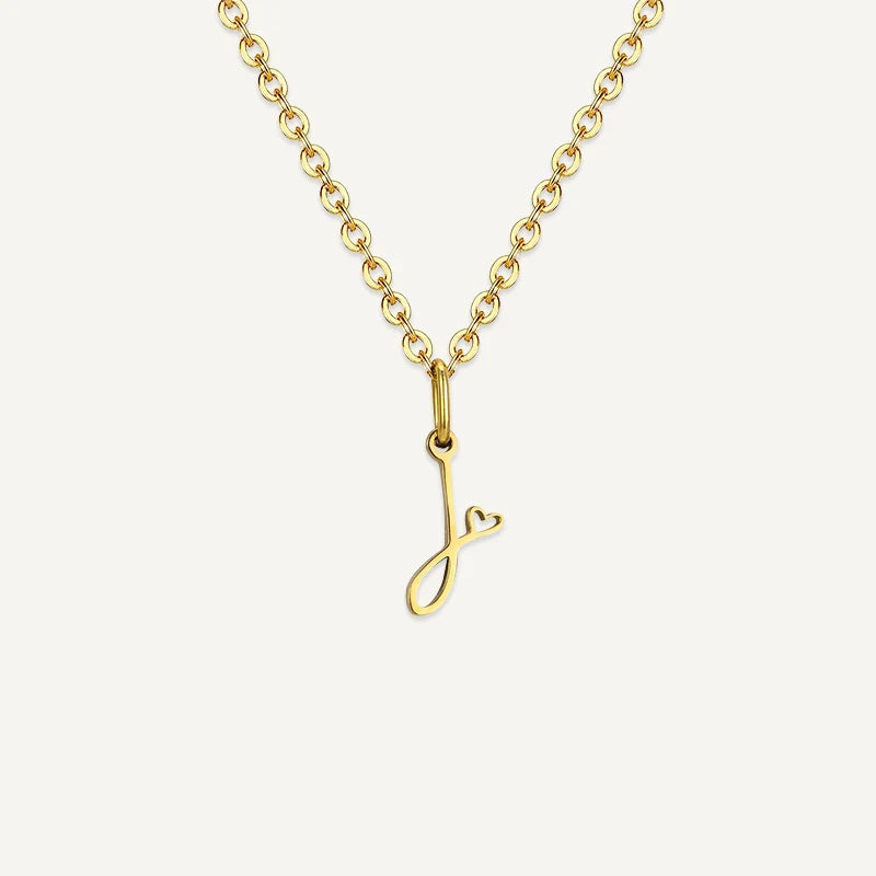 Collier Initiale Manuscrite avec Cœur J