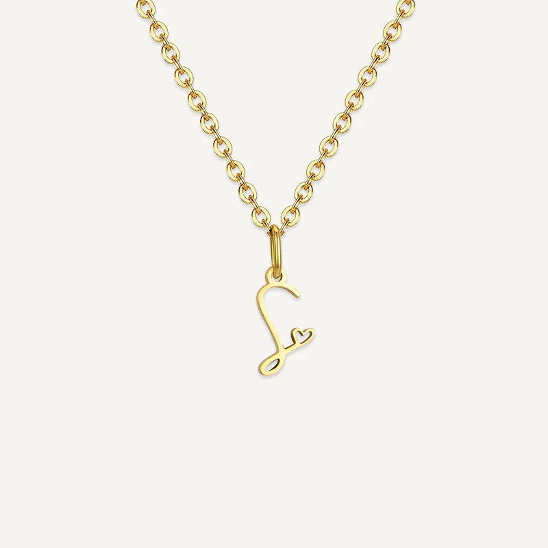 Collier Initiale Manuscrite avec Cœur S