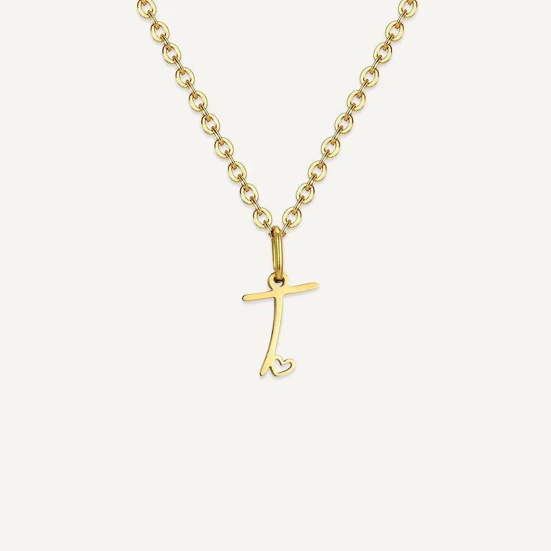 Collier Initiale Manuscrite avec Cœur T
