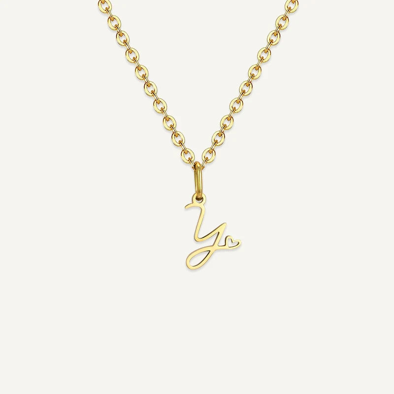 Collier Initiale Manuscrite avec Cœur Y