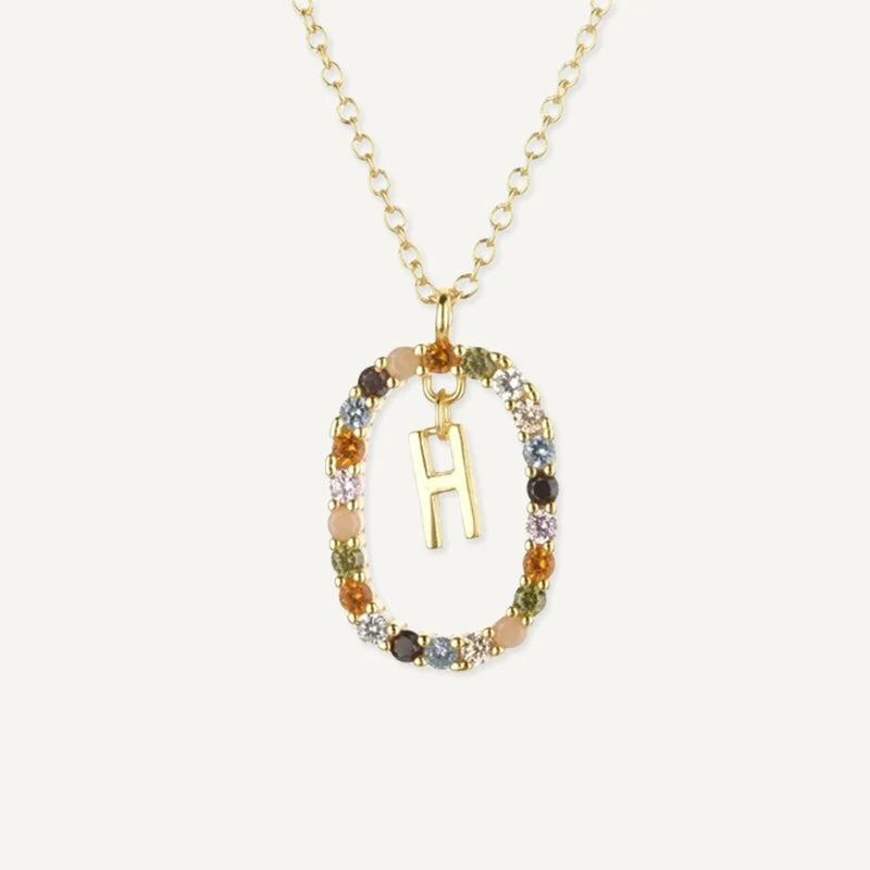 Collier Initiale Strass Multicolore Lettre H