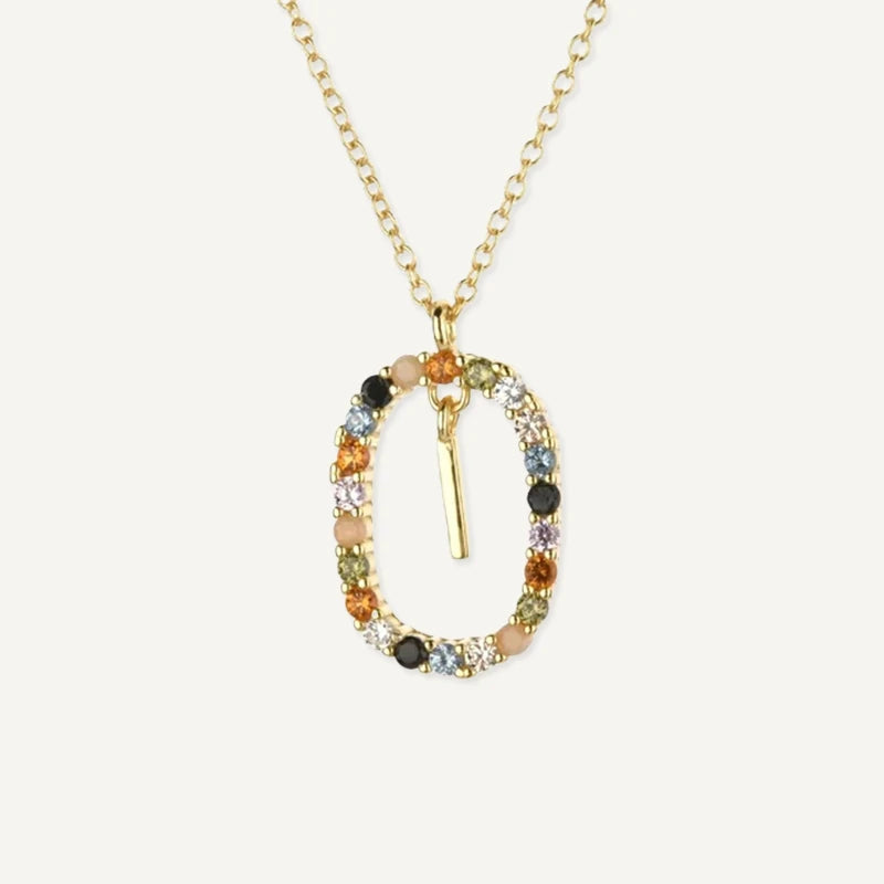 Collier Initiale Strass Multicolore Lettre I