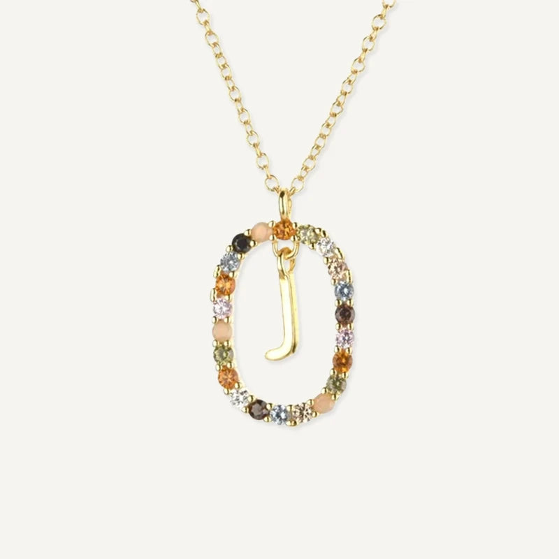 Collier Initiale Strass Multicolore Lettre J