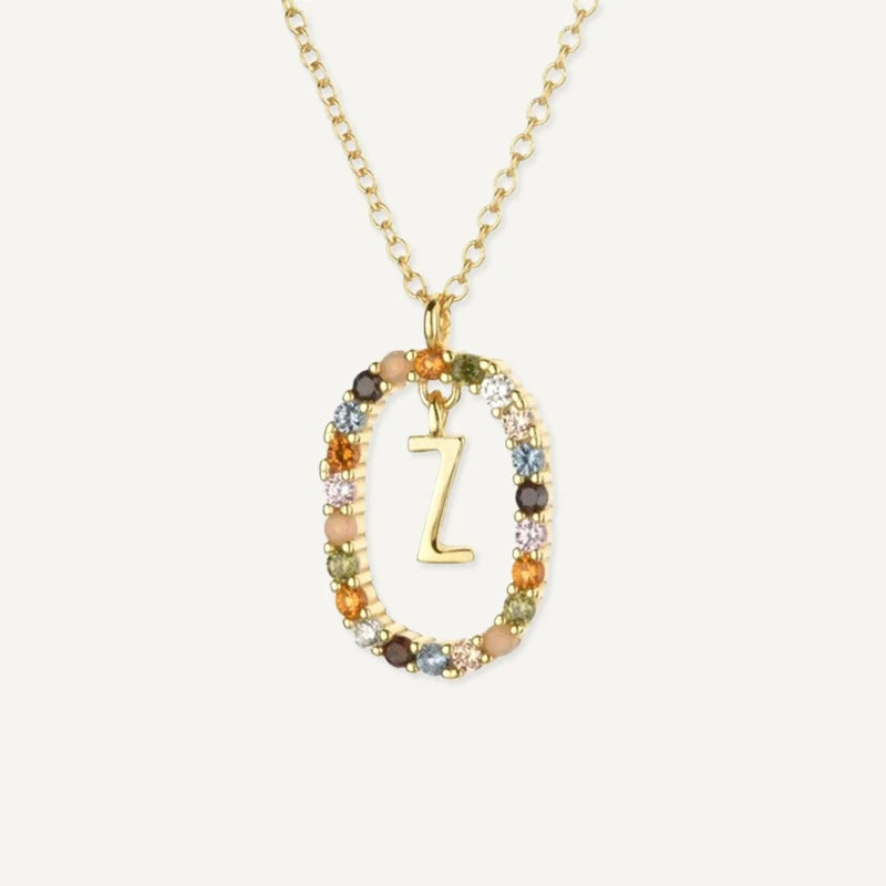 Collier Initiale Strass Multicolore Lettre Z