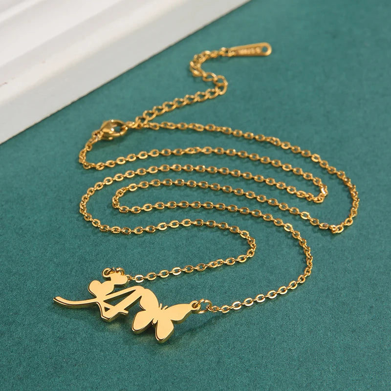 Collier Papillon Initiale Personnalisé