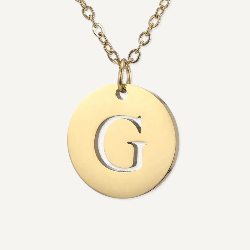 Collier Pendentif Rond Initiale Or Lettre G