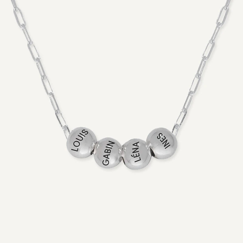 Collier Perles Personnalisés Prénoms Argent