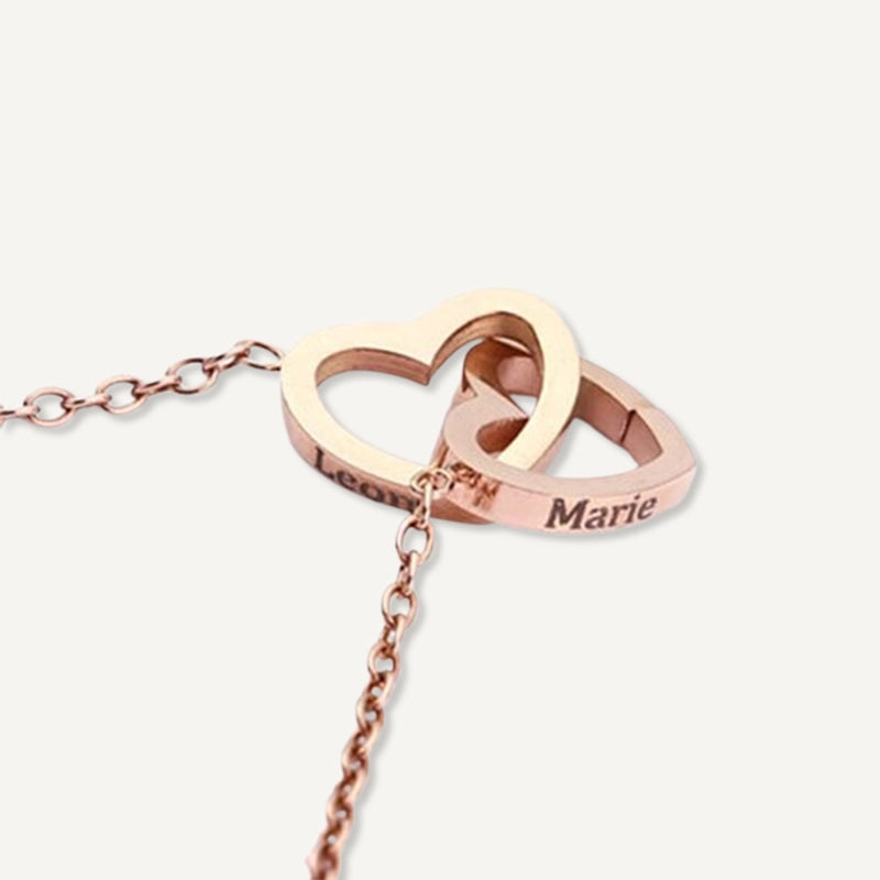 Collier Personnalisé Cœurs Entrelacés Or Rose