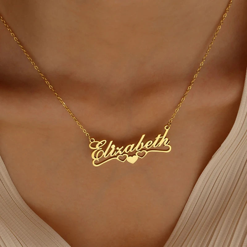 Collier Personnalisé Prénom Cœurs Acier Inoxydable