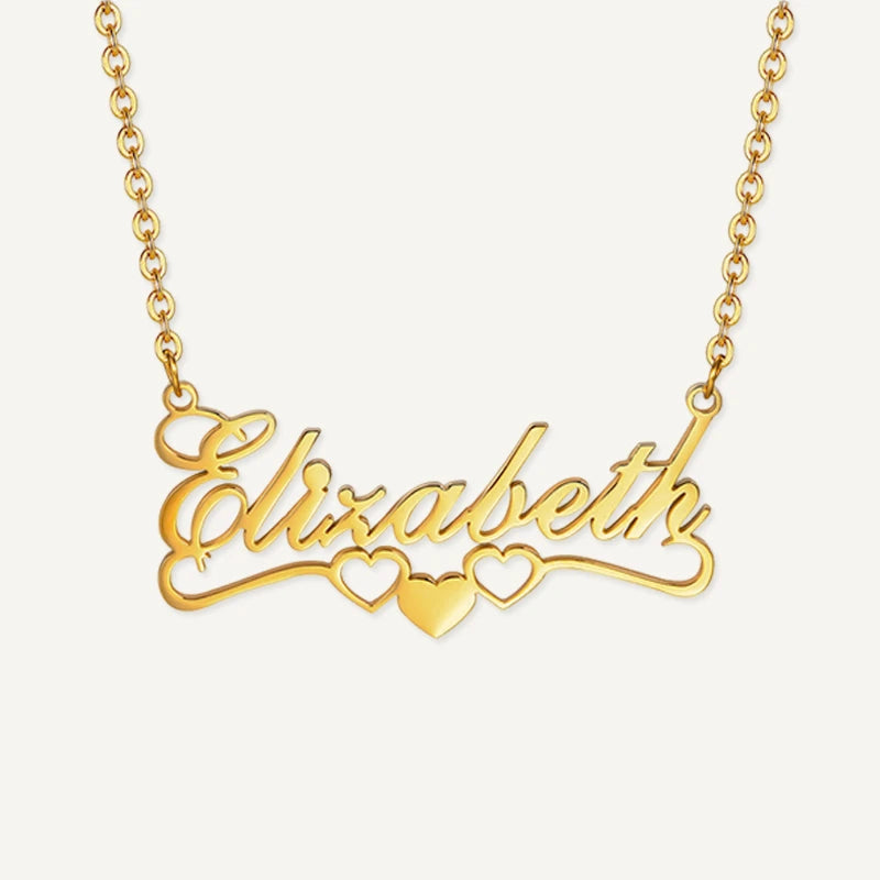Collier Personnalisé Prénom Cœurs Or