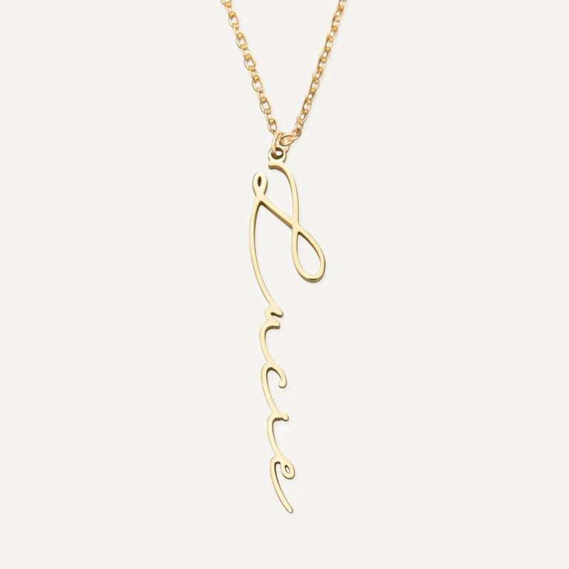 Collier Personnalisé Prénom Vertical Or