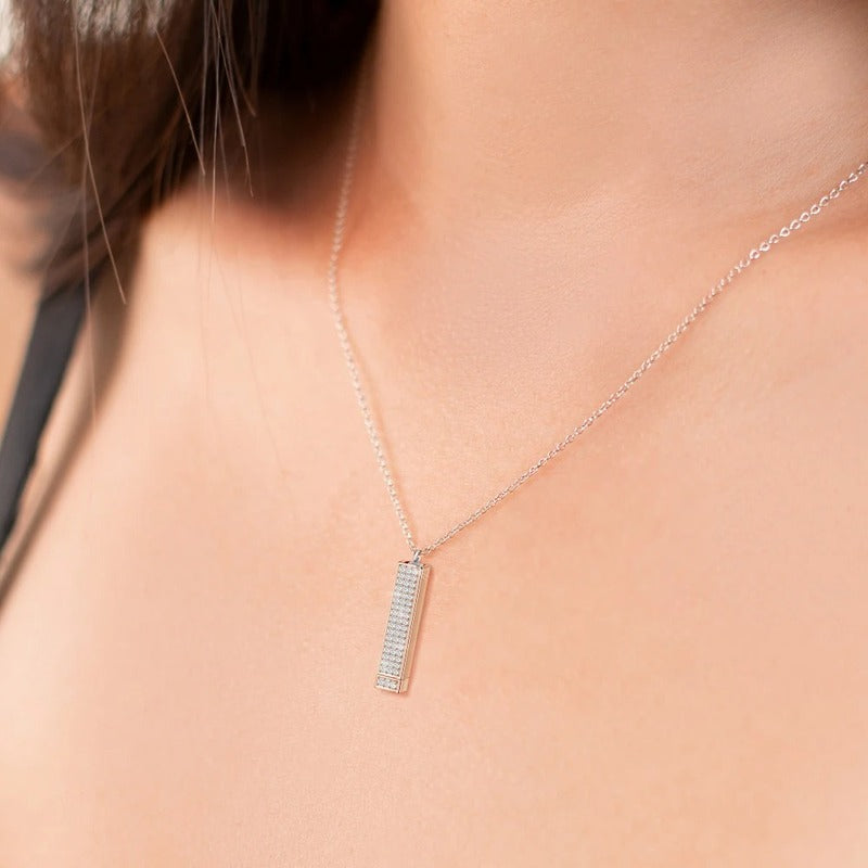 Collier Personnalisé Rectangle Strass fEMME