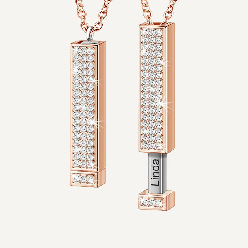 Collier Personnalisé Rectangle Strass