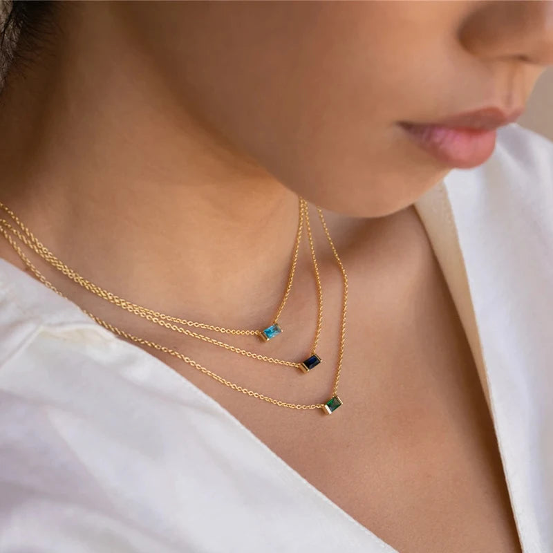 Collier Pierre de Naissance Rectangle Femme