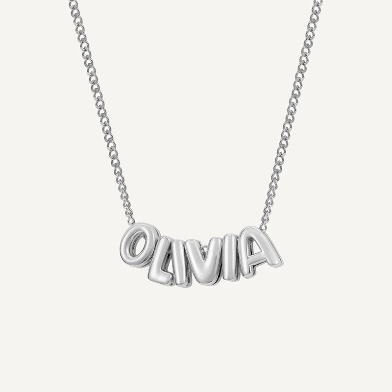Collier Prénom Effet Ballon Argent