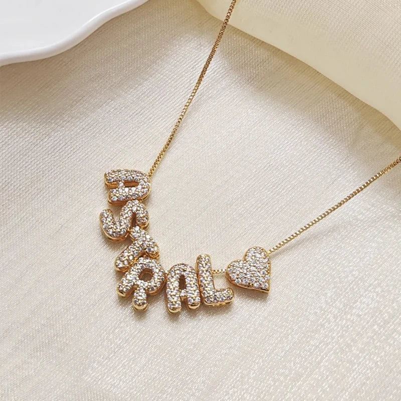 Collier Prénom Effet Ballon Lettres Scintillantes