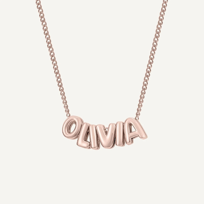 Collier Prénom Effet Ballon Or Rose