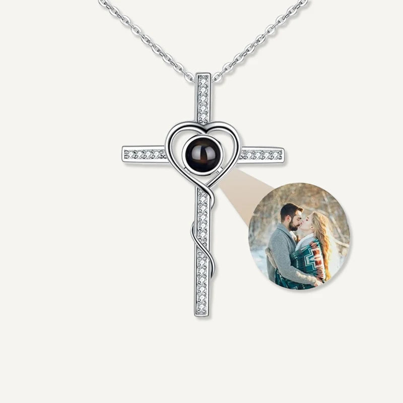 Collier Projection Photo Croix Argent