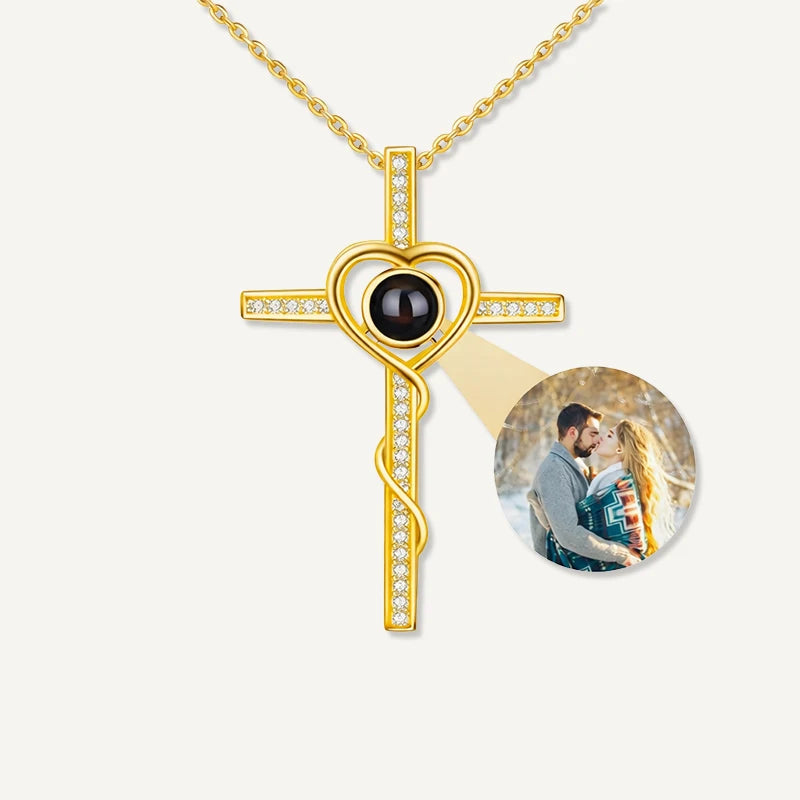 Collier Projection Photo Croix Or