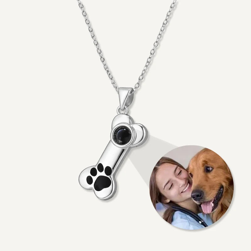 Collier Projection Photo Os de Chien Argent