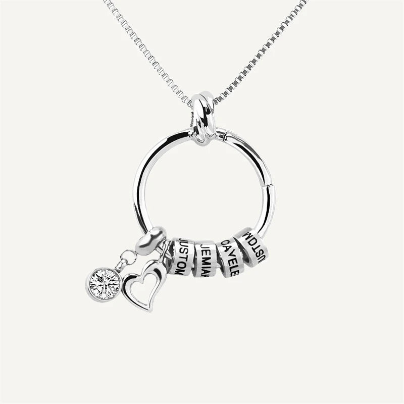 Collier Rond Prénom avec Pierre de Naissance Argent