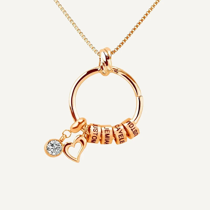Collier Rond Prénom avec Pierre de Naissance Or Rose