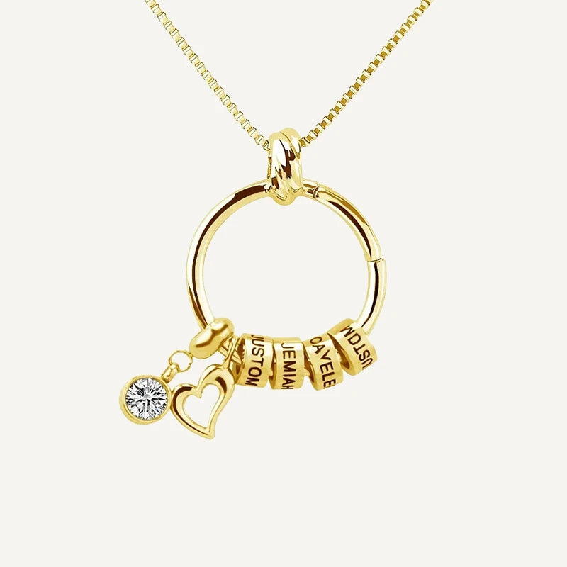 Collier Rond Prénom avec Pierre de Naissance Or