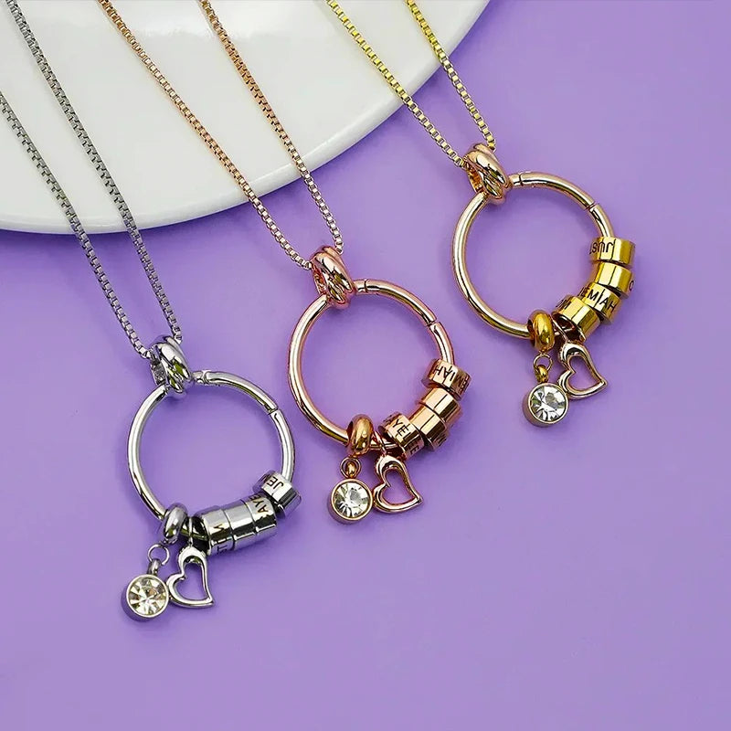Collier Rond Prénom avec Pierre de Naissance