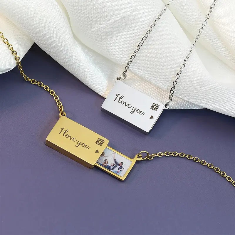 Collier avec Photo Cachée Acier Inoxydable