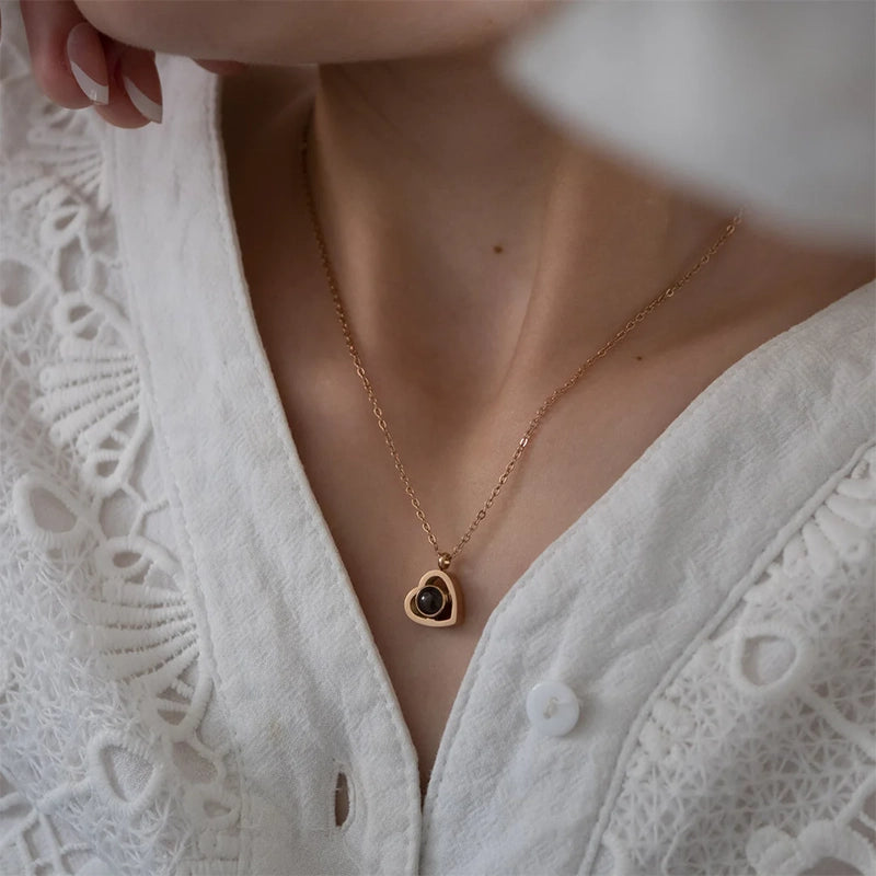 Collier en forme de Cœur Projection Photo
