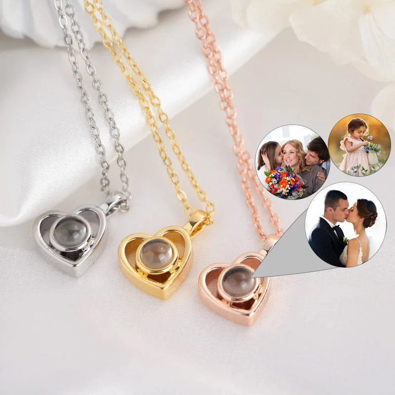 Collier en forme de Cœur Projection Photo