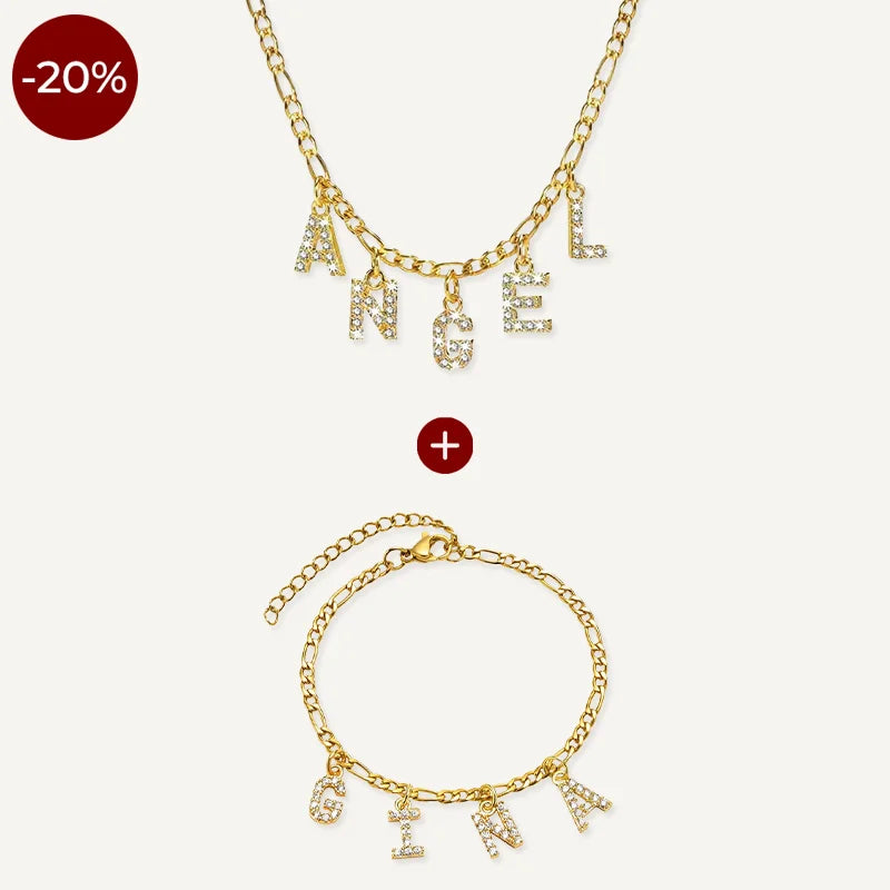 Collier et Bracelet Personnalisés Prénom Lettres Or