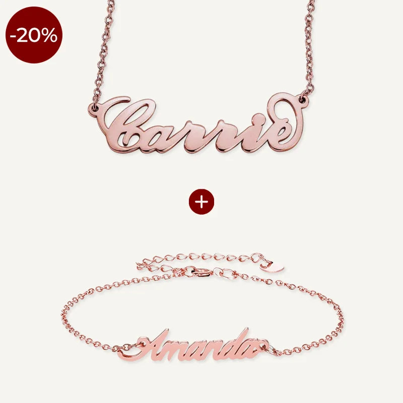 Collier et Bracelet Personnalisés Prénom Or Rose