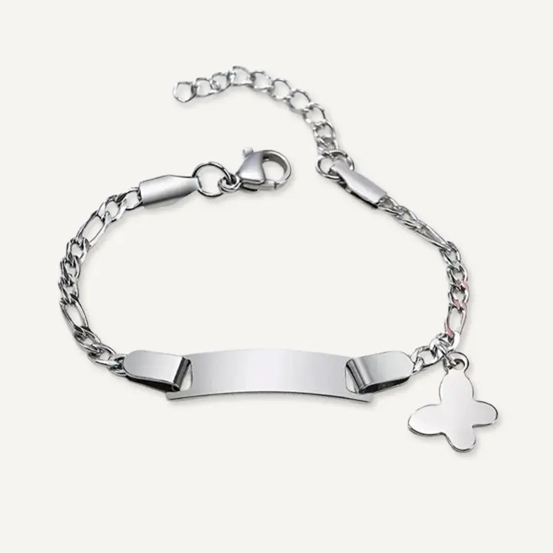 Gourmette Personnalisée Papillon pour Enfant Argent