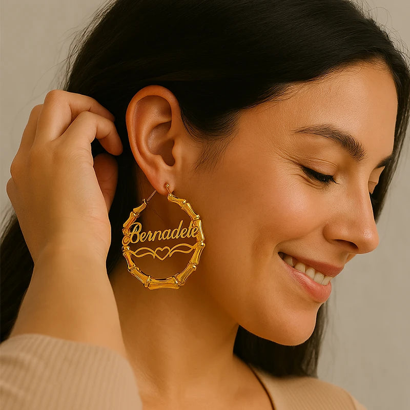 Grandes Boucles d'Oreilles Prénom Femme