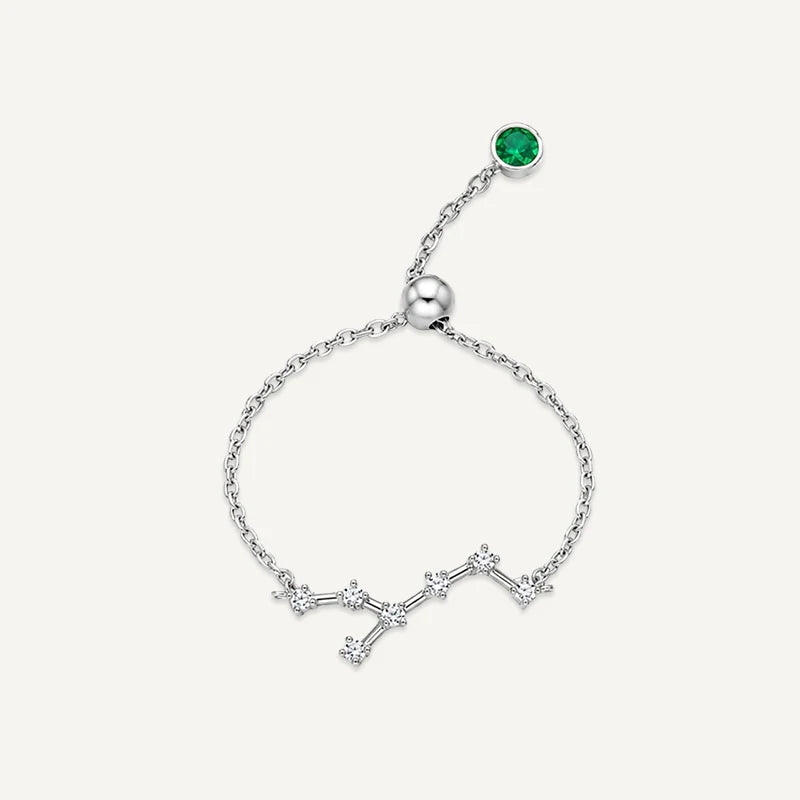 Bague chaîne Constellation du Zodiaque Argent Vierge