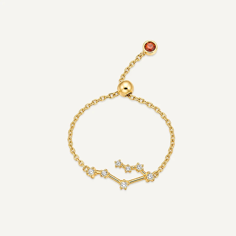 Bague chaîne Constellation du Zodiaque Or Gémeaux
