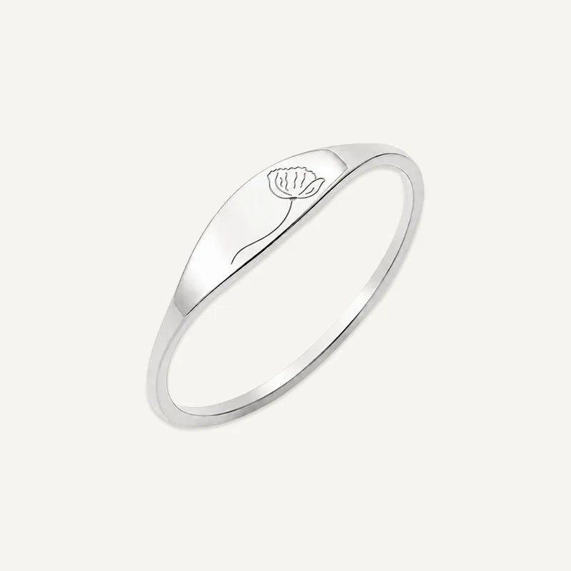 Bague Fleur de Naissance Gravée