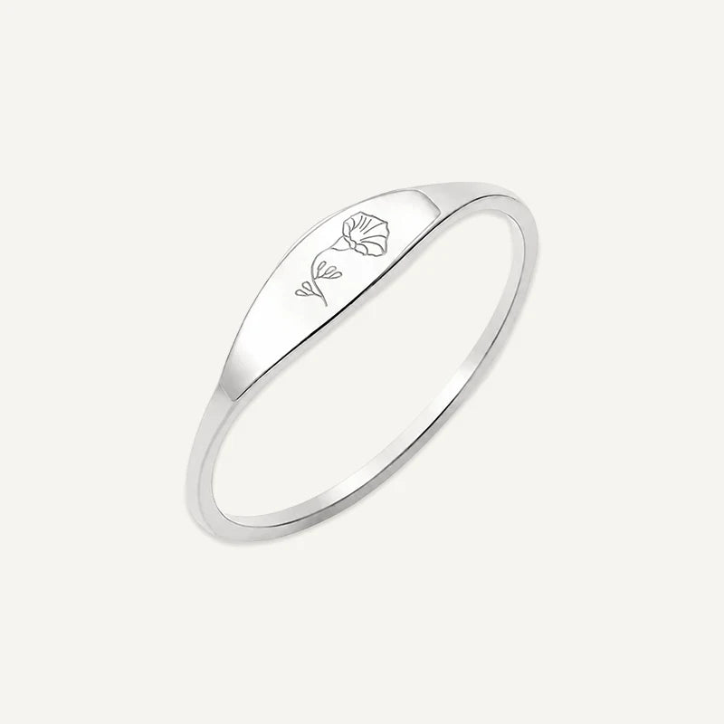 Bague Fleur de Naissance Gravée