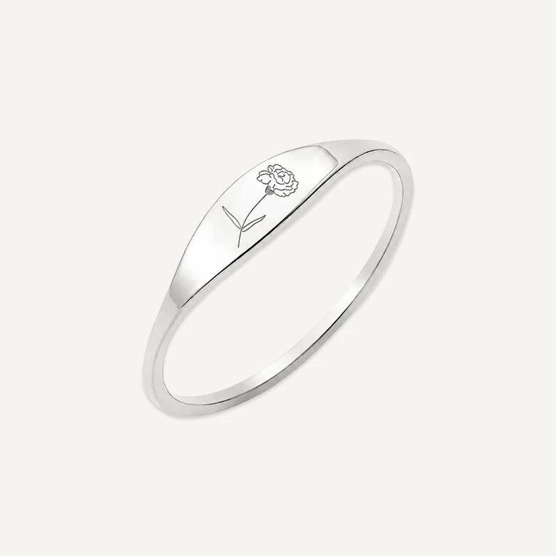 Bague Fleur de Naissance Gravée