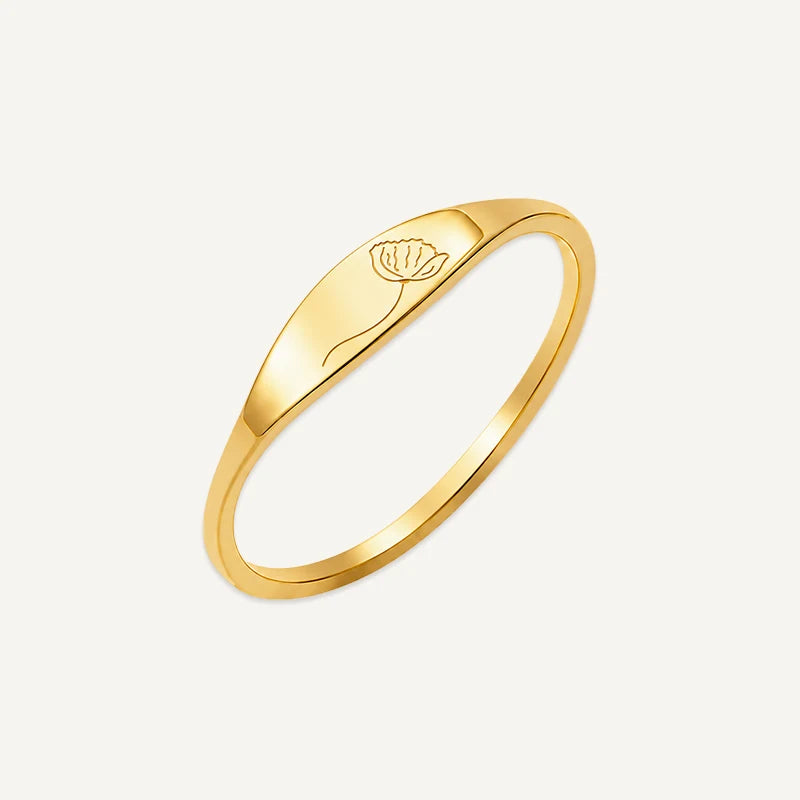 Bague Fleur de Naissance Gravée