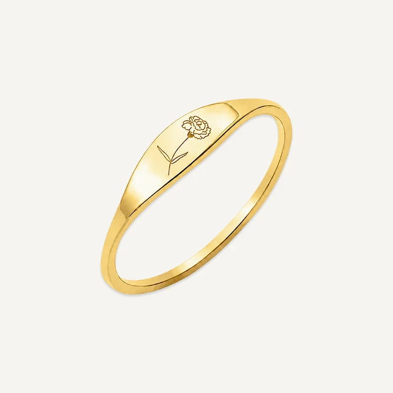 Bague Fleur de Naissance Gravée
