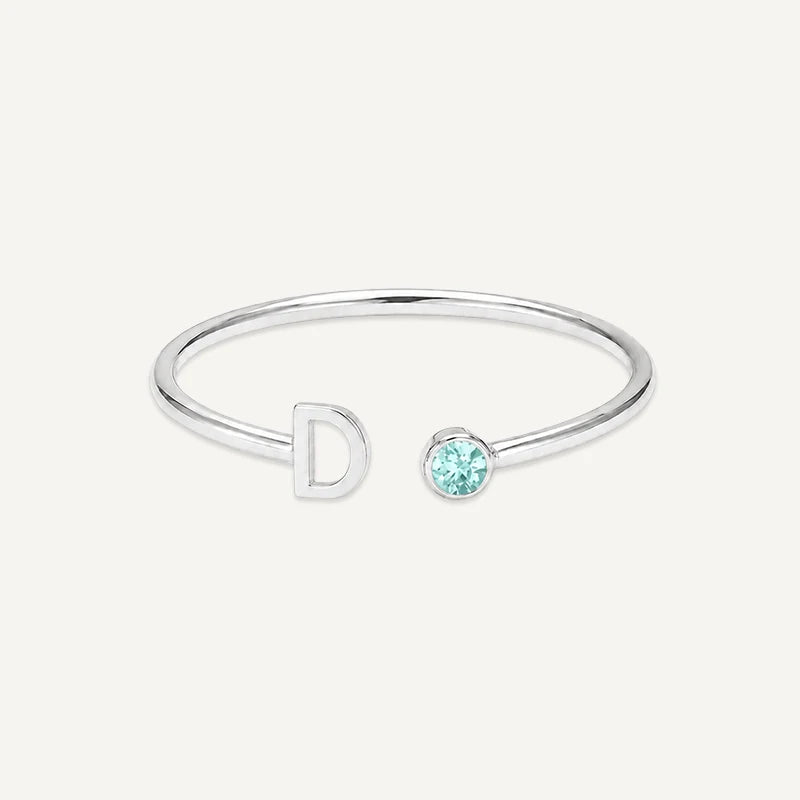 Bague Initiale avec Pierre de Naissance Argent D