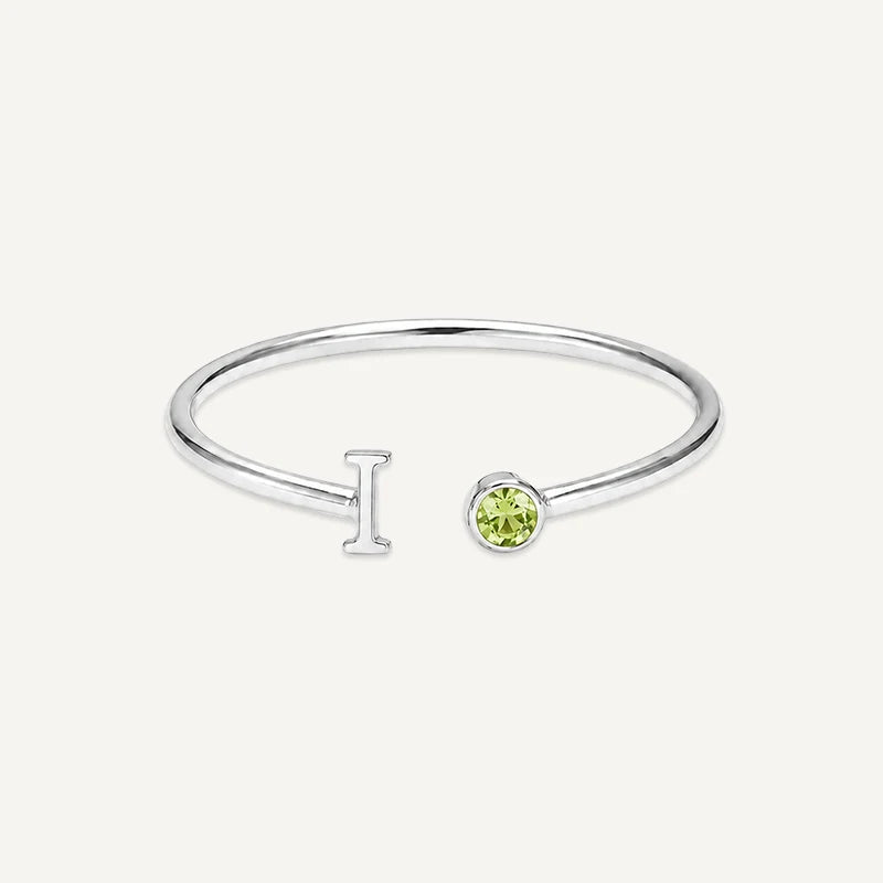 Bague Initiale avec Pierre de Naissance Argent I